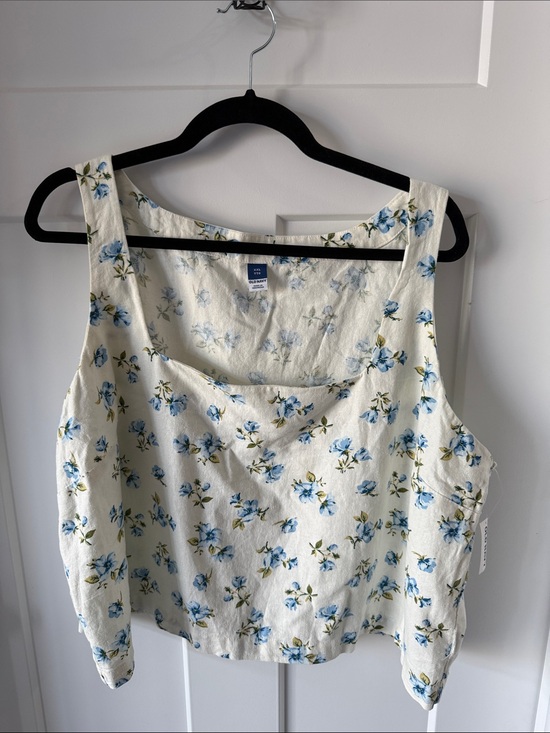 Old Navy Tops - Old Navy White Tank Top with Blue Floral Print